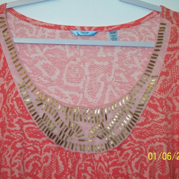 Izod Woman Top Shirt Blouse 2X R4 - Picture 3 of 5